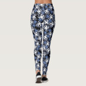 Zwart, wit en blauw Octopus naadloos patroon Leggings (Achterkant)