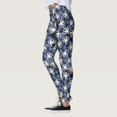 Zwart, wit en blauw Octopus naadloos patroon Leggings (Links)