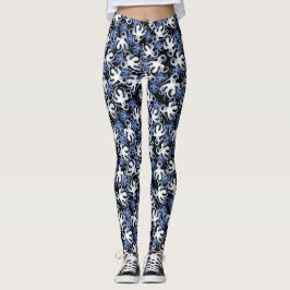 Zwart, wit en blauw Octopus naadloos patroon Leggings