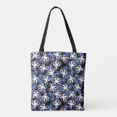 Zwart, wit en blauw Octopus naadloos patroon Tote Bag (Achterkant)
