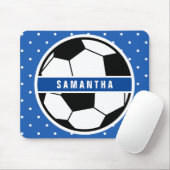 Zwart wit en blauw Soccer Player Sportmonogram Muismat (Met muis)