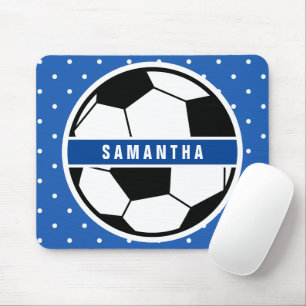 Zwart wit en blauw Soccer Player Sportmonogram Muismat