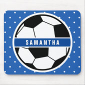 Zwart wit en blauw Soccer Player Sportmonogram Muismat (Voorkant)