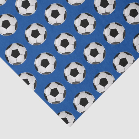 Zwart wit en blauw Voetbal Tissuepapier (Detail)