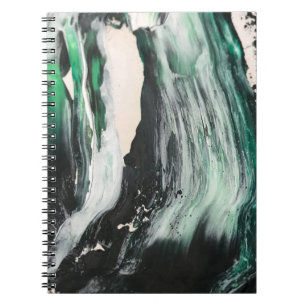 Zwart, wit en blauwgroen abstract schilderen notitieboek