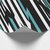 Zwart, Wit, en Blauwgroen Lineair Abstract Patroon Cadeaupapier (Hoek)