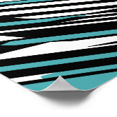 Zwart, Wit, en Blauwgroen Lineair Abstract Patroon Poster (Hoek)