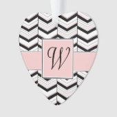 Zwart wit en Blush Chevron AcrylOrnament Ornament (voorkant)