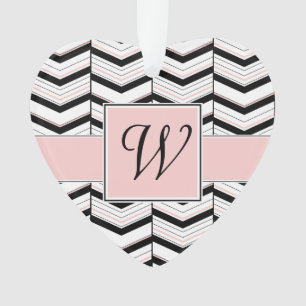 Zwart wit en Blush Chevron AcrylOrnament Ornament