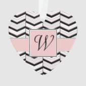 Zwart wit en Blush Chevron AcrylOrnament Ornament (achterkant)