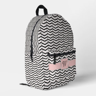 Zwart Wit en Blush Chevron Bedrukte Rugzak
