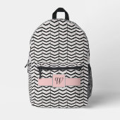 Zwart Wit en Blush Chevron Bedrukte Rugzak (Voorkant)