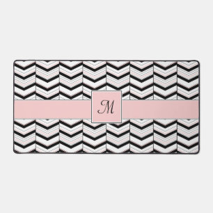 Zwart Wit en Blush Chevron Bureaumat
