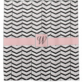 Zwart Wit en Blush Chevron douchegordijn (Voorkant)