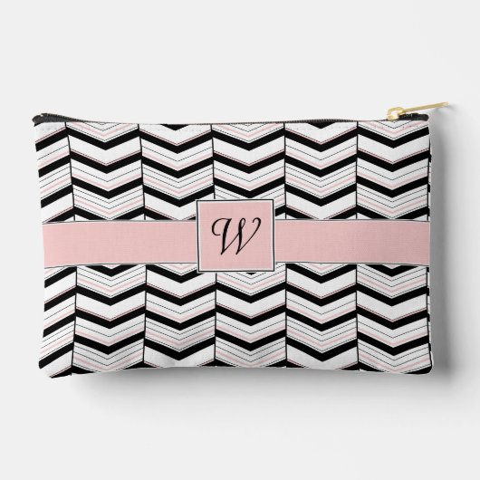 Zwart Wit en Blush Chevron Etui (Achterkant)