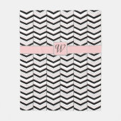 Zwart Wit en Blush Chevron Fleece Deken (Voorkant)