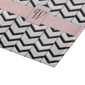Zwart Wit en Blush Chevron Glass Cutting Board Snijplank (Hoek)