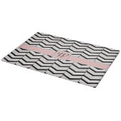 Zwart Wit en Blush Chevron Glass Cutting Board Snijplank (Hoek)