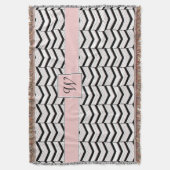 Zwart Wit en Blush Chevron Gooi Deken (Voorkant Verticaal)