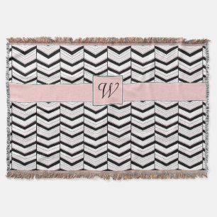 Zwart Wit en Blush Chevron Gooi Deken