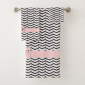 Zwart Wit en Blush Chevron Handdoek Set (Insitu)