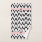 Zwart Wit en Blush Chevron Handdoek Set (Handdoek)