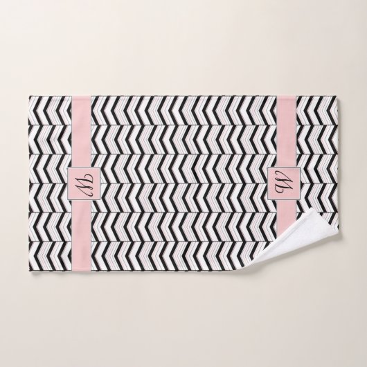 Zwart Wit en Blush Chevron Handdoek Set (Handdoek)