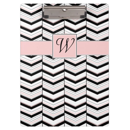 Zwart wit en Blush Chevron Klembord (Voorkant)