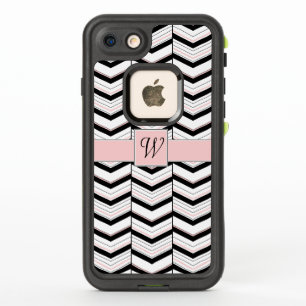 Zwart Wit en Blush Chevron Lifeproof Hoesje