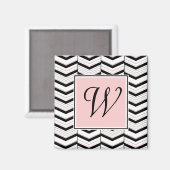 Zwart Wit en Blush Chevron Magnet (Voorkant / Achterkant)