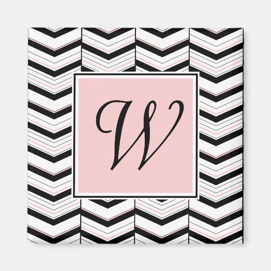 Zwart Wit en Blush Chevron Magnet (Voorkant)