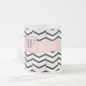 Zwart Wit en Blush Chevron Mok (Voorkant links)