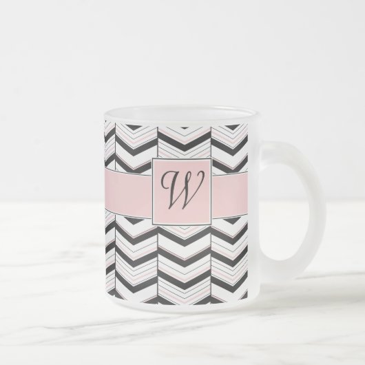 Zwart Wit en Blush Chevron Mok (Rechts)