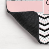Zwart Wit en Blush Chevron Mousepad Muismat (Hoek)