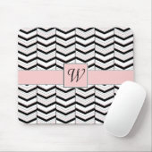 Zwart Wit en Blush Chevron Mousepad Muismat (Met muis)