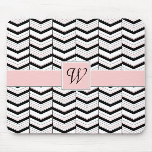 Zwart Wit en Blush Chevron Mousepad Muismat