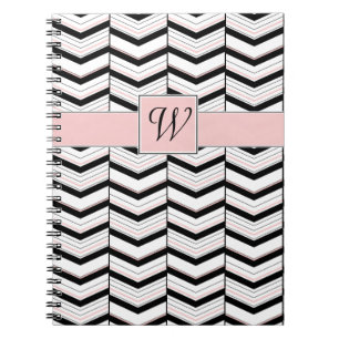 Zwart Wit en Blush Chevron Notitieboek