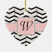 Zwart Wit en Blush Chevron Ornament (Achterkant)