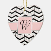 Zwart Wit en Blush Chevron Ornament (Links)