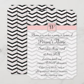 Zwart Wit en Blush Chevron Party Uitnodiging (Voorkant / Achterkant)