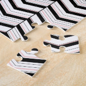 Zwart Wit en Blush Chevron Puzzel (Zijkant)