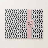Zwart Wit en Blush Chevron Puzzel (Horizontaal)
