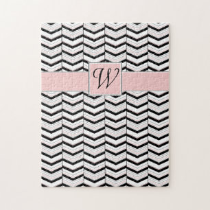 Zwart Wit en Blush Chevron Puzzel