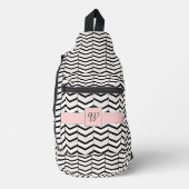 Zwart Wit en Blush Chevron Sling Bag (Voorkant)
