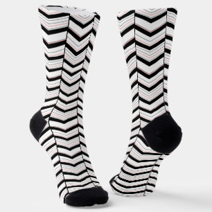 Zwart Wit en Blush Chevron Sokken