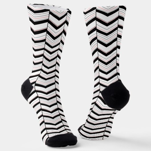 Zwart Wit en Blush Chevron Sokken (Gebogen)