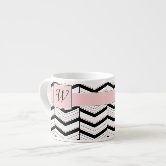 Zwart Wit en Blush Chevron Specialty Mok (Links)
