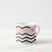 Zwart Wit en Blush Chevron Specialty Mok (Voorkant rechts)