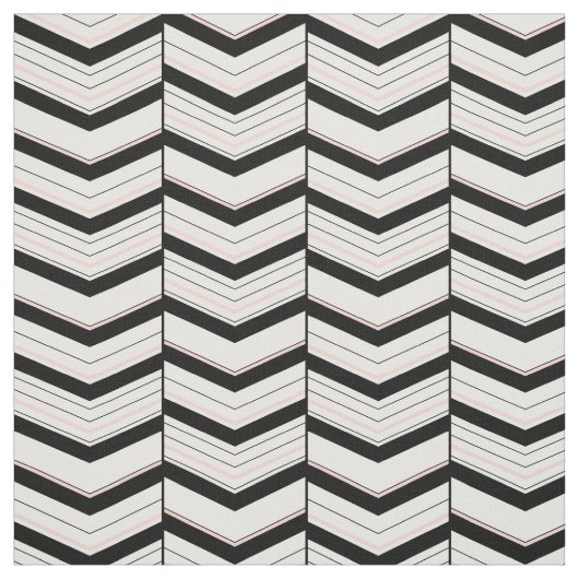 Zwart Wit en Blush Chevron Stof (Swatch)