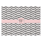 Zwart Wit en Blush Chevron Tafelkleed (Voorkant (Horizontaal))